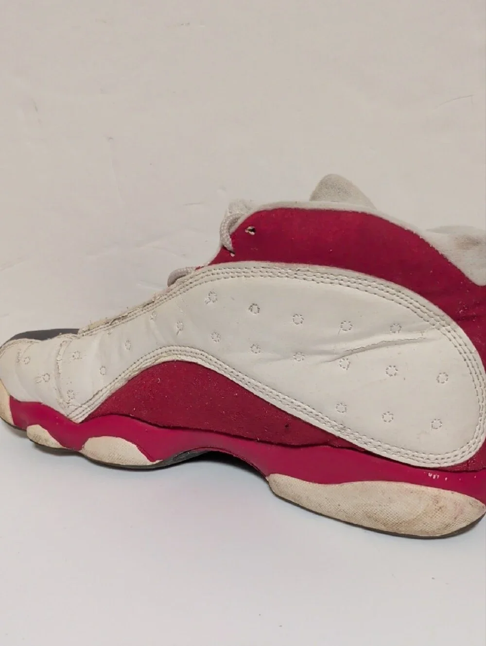 Air Jordan Retro Basketball Sneakers in White, Black & Red